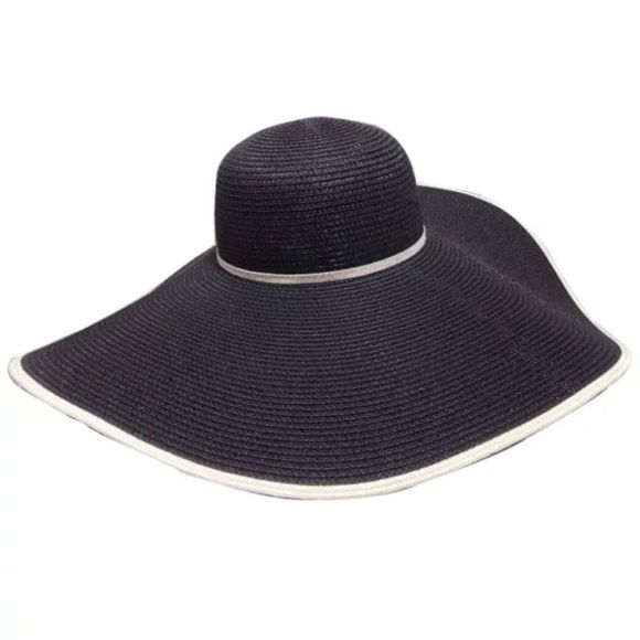 Black Women Floppy Wide Brim straw hat - Picture 5 of 5